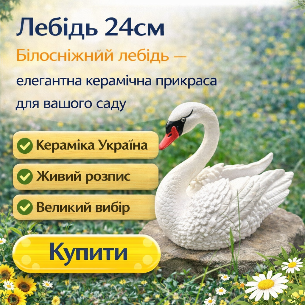 Садова фігура лебідь 24см